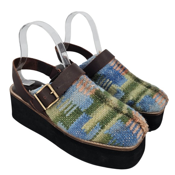 Free People Shoes - Free People Astrid Clog Platform Shoes Leather Slingback Woven 8.5 4602742